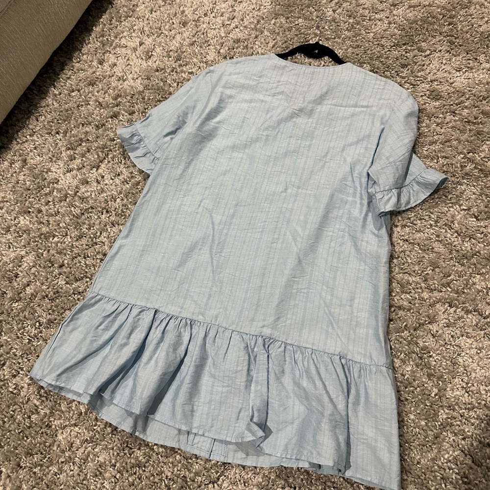 Light Blue Ruffle-Hem Dress - Picture 5 of 7